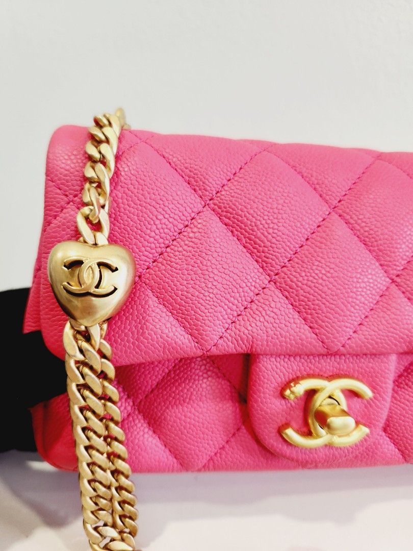 Chanel 23P Mini Flap AGHW Pink Caviar, Luxury, Bags & Wallets on Carousell