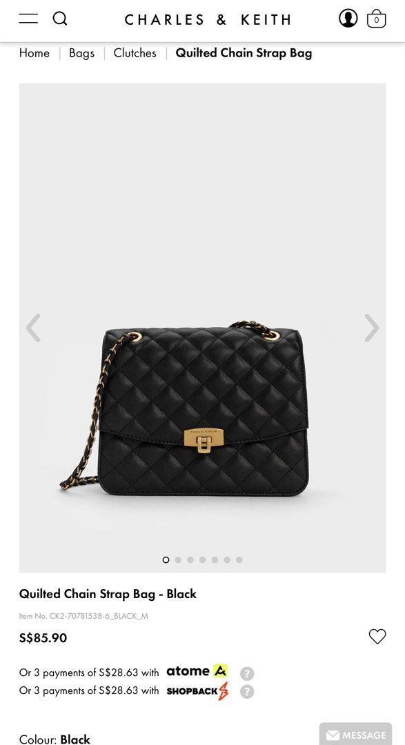Quilted handbag hotsell with chain strap