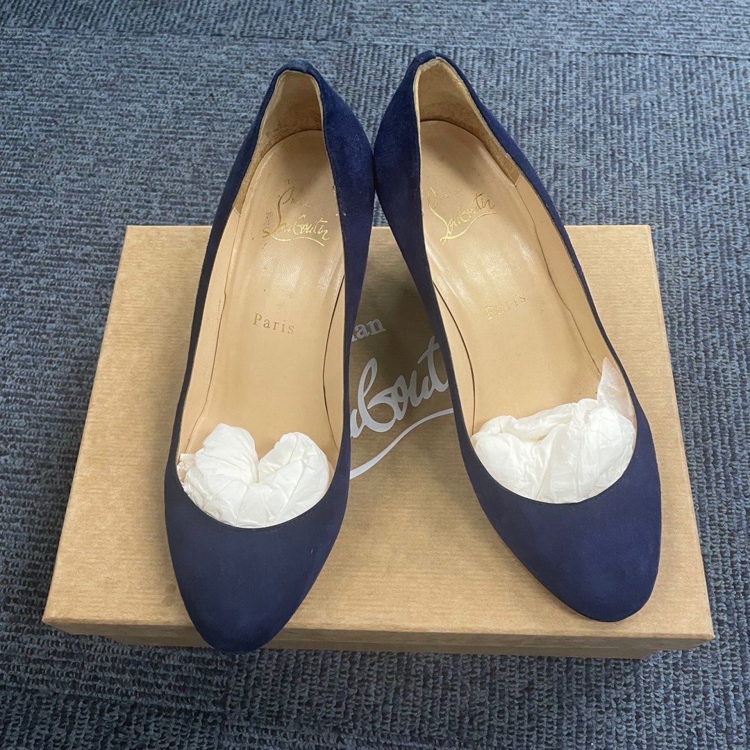 Christian louboutin hotsell blue suede pumps