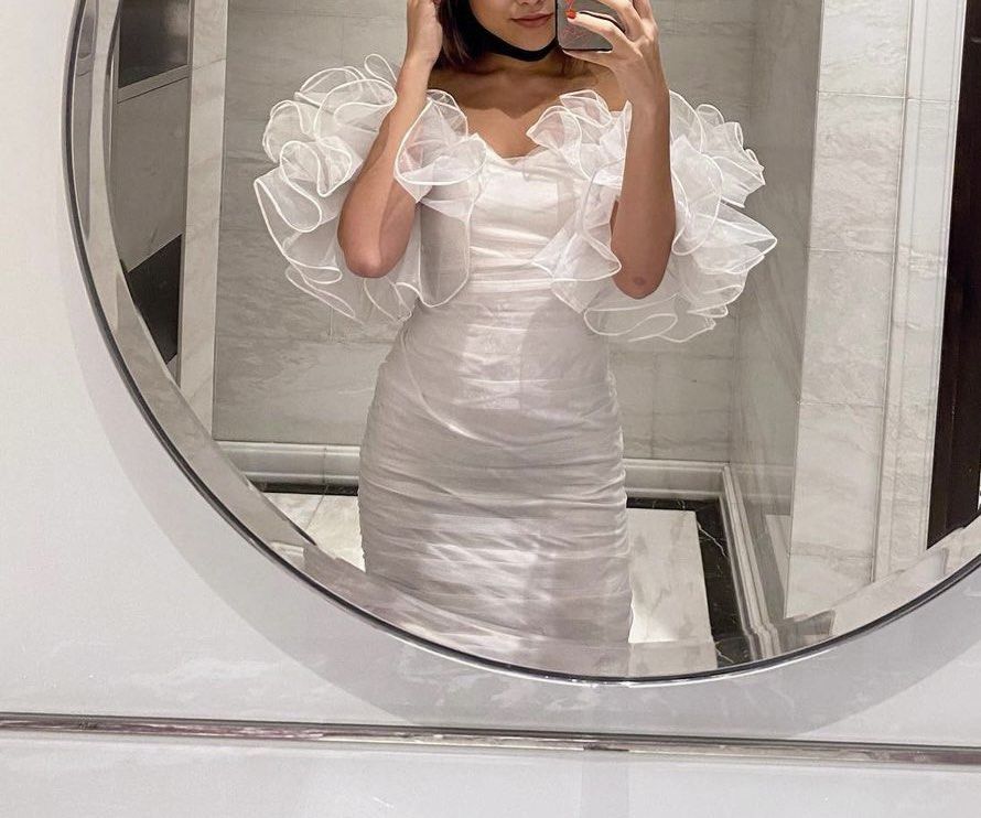All white club dress top