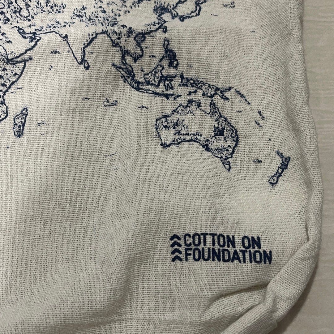Cotton on blue white world map canvas tote bag Women s Fashion Bags Wallets Tote Bags on Carousell