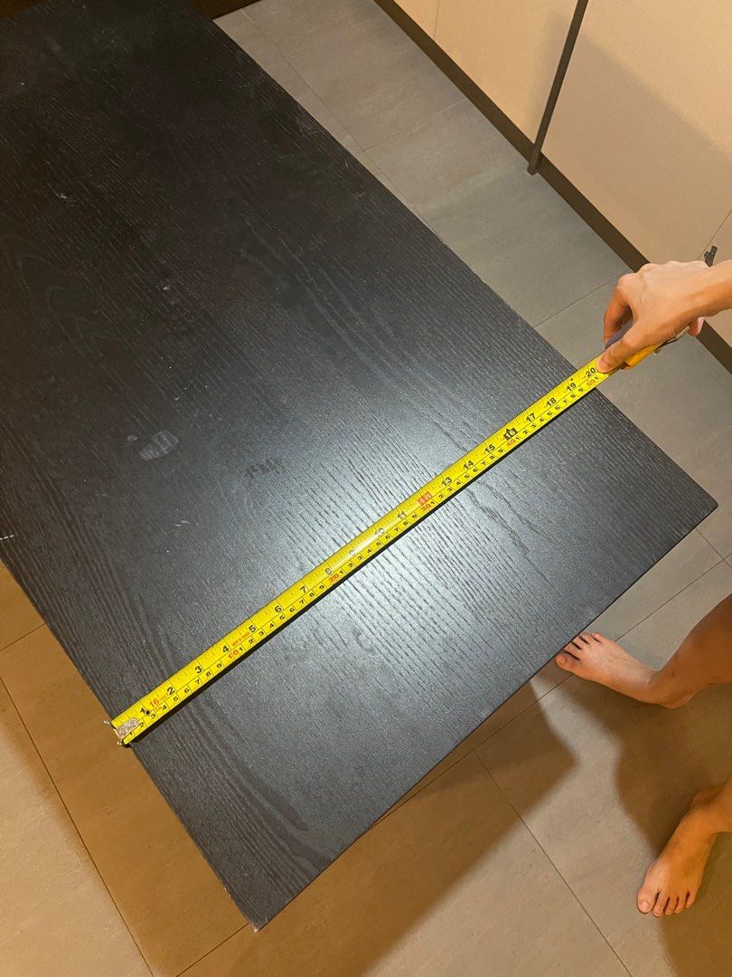 Ikea Dark wood black solid study work desk dining table extendable 90cm