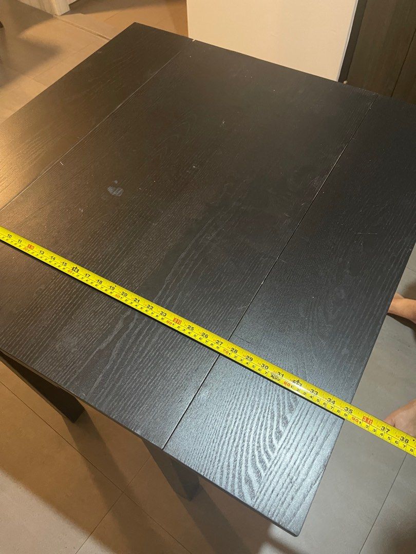 Ikea Dark wood black solid study work desk dining table extendable 90cm