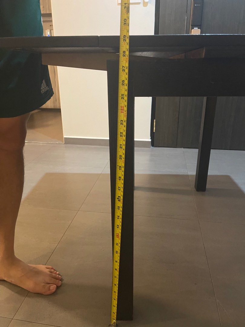 Ikea Dark wood black solid study work desk dining table extendable 90cm