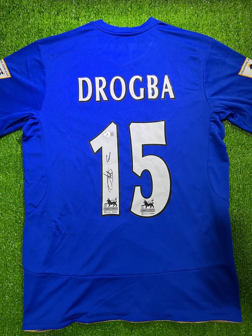 Autographed/Signed Didier Drogba Chelsea FC Blue Soccer Futbol