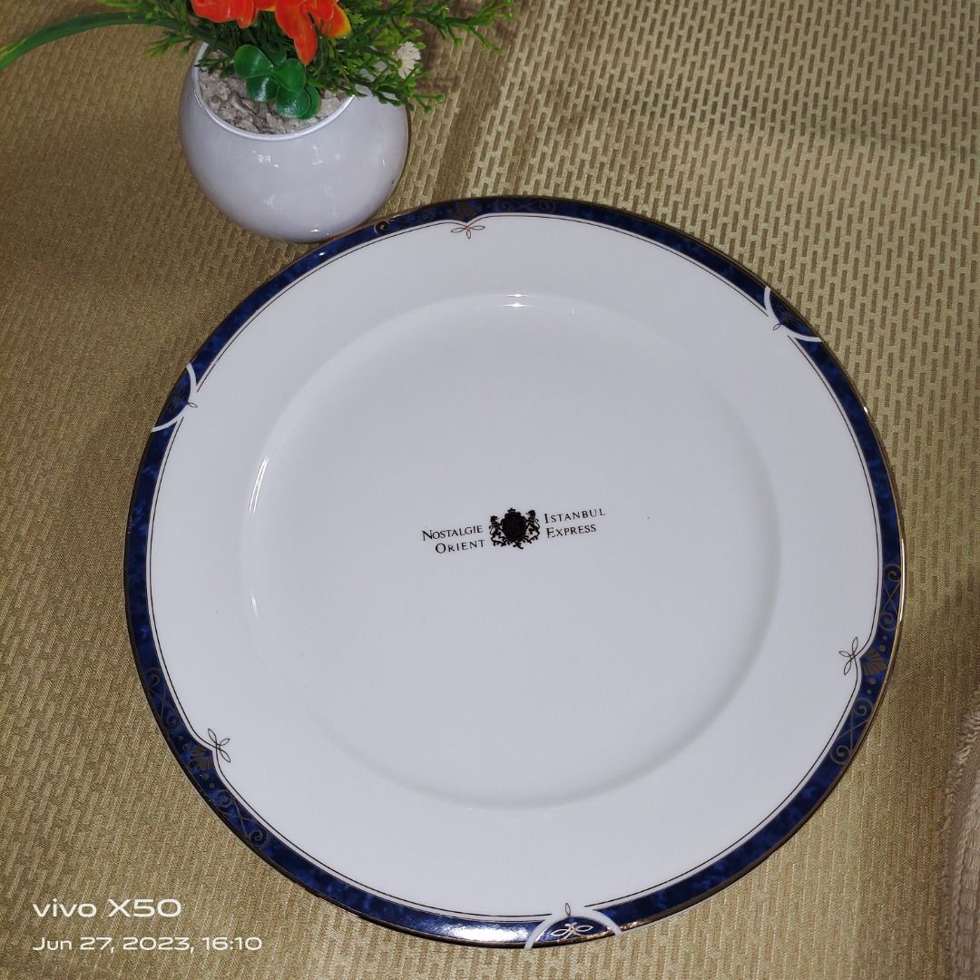 Nostalgie Istanbul Orient Express Dinner Plate (Category: Dinnerware & Cutlery) located in Pasig City. Submitted by novashelf (Listing ID 1246284849, Image 2). Description: Nostalgie Istanbul Orient Express Dinner Plate ● Japan ● Unused without original box ● Diameter: 28 cm/10.75 inches ● Dishwasher unsafe ● Non-microwavable Disclaimer: We would like to inform our valued customers that the dinnerware plates, mugs, tea cups, and saucers we offer 