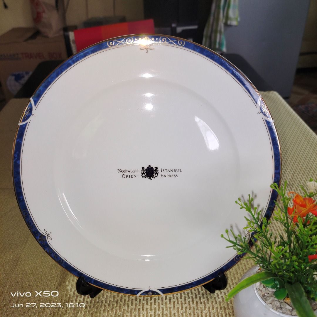 Nostalgie Istanbul Orient Express Dinner Plate (Category: Dinnerware & Cutlery) located in Pasig City. Submitted by novashelf (Listing ID 1246284849, Image 1). Description: Nostalgie Istanbul Orient Express Dinner Plate ● Japan ● Unused without original box ● Diameter: 28 cm/10.75 inches ● Dishwasher unsafe ● Non-microwavable Disclaimer: We would like to inform our valued customers that the dinnerware plates, mugs, tea cups, and saucers we offer 