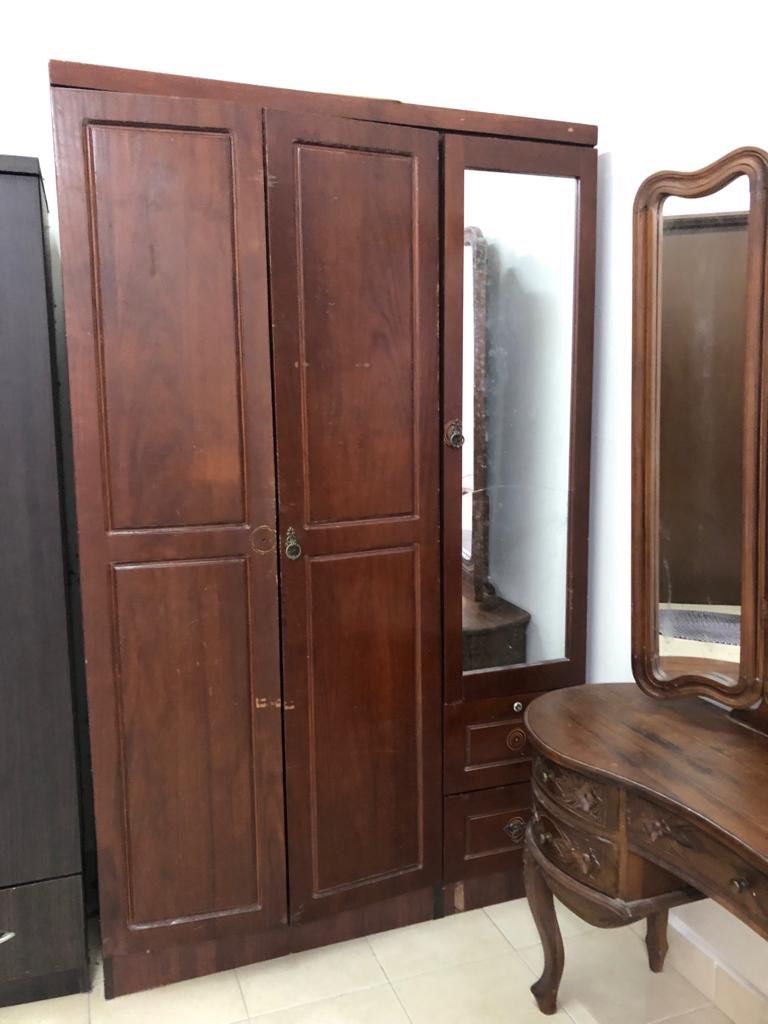 Dressing Table Kayu Jati + 3 Doors Wadrobe with Mirror, Furniture