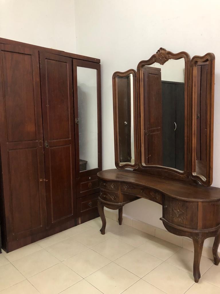Dressing Table Kayu Jati + 3 Doors Wadrobe with Mirror, Furniture