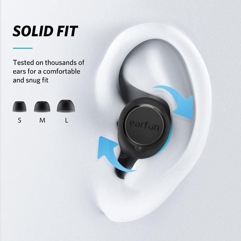 EarFun Free Bluetooth 5.0 Earbuds with Wireless Charging Case USB