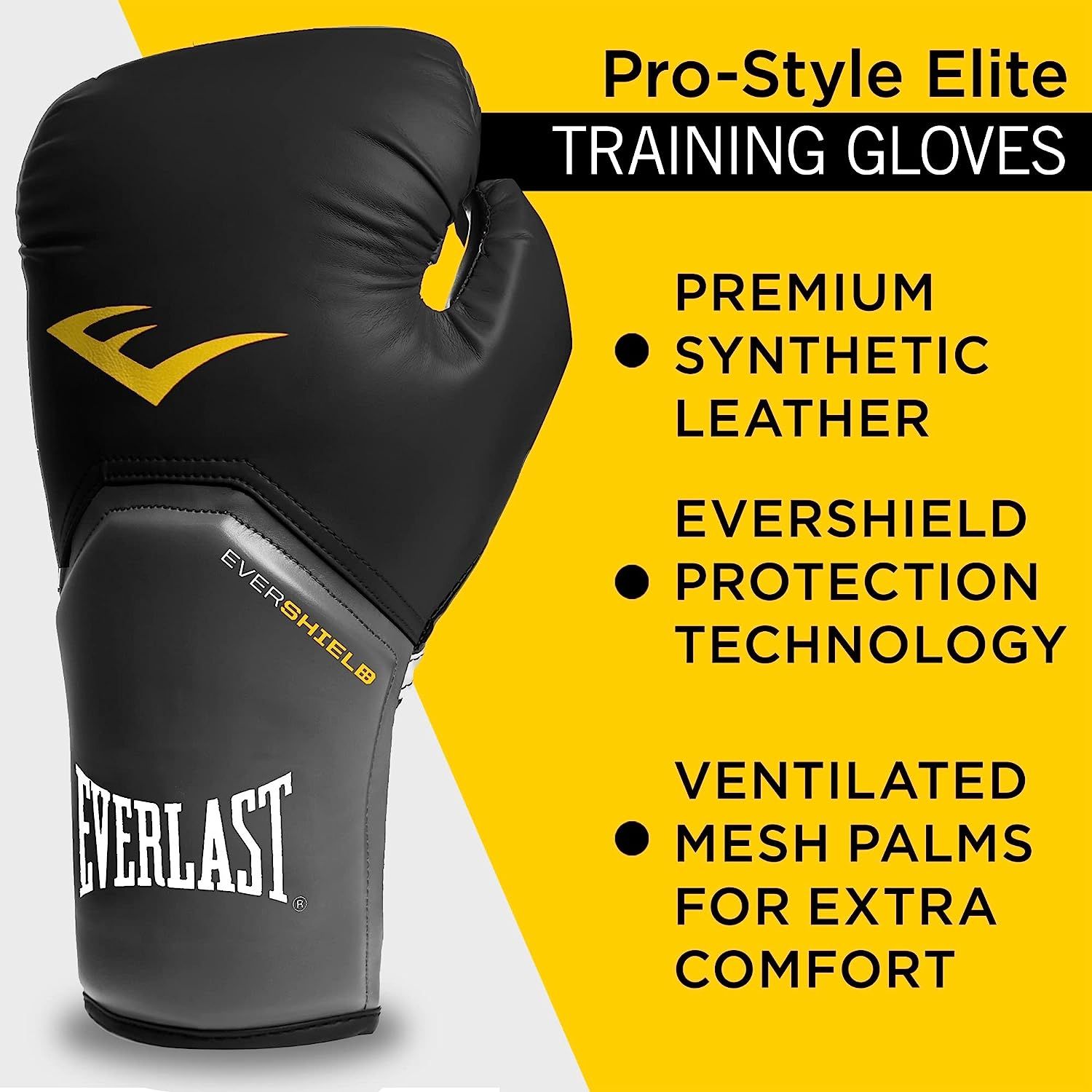 Everlast Pro Style Training Gloves 14oz Black MMA Workout Everlast