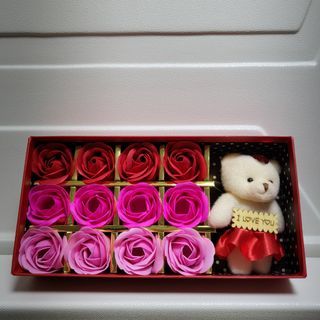 Flowers with Teddy Bear gift Box