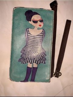 Girlie wallet purse zipper closure w/coins & card slot