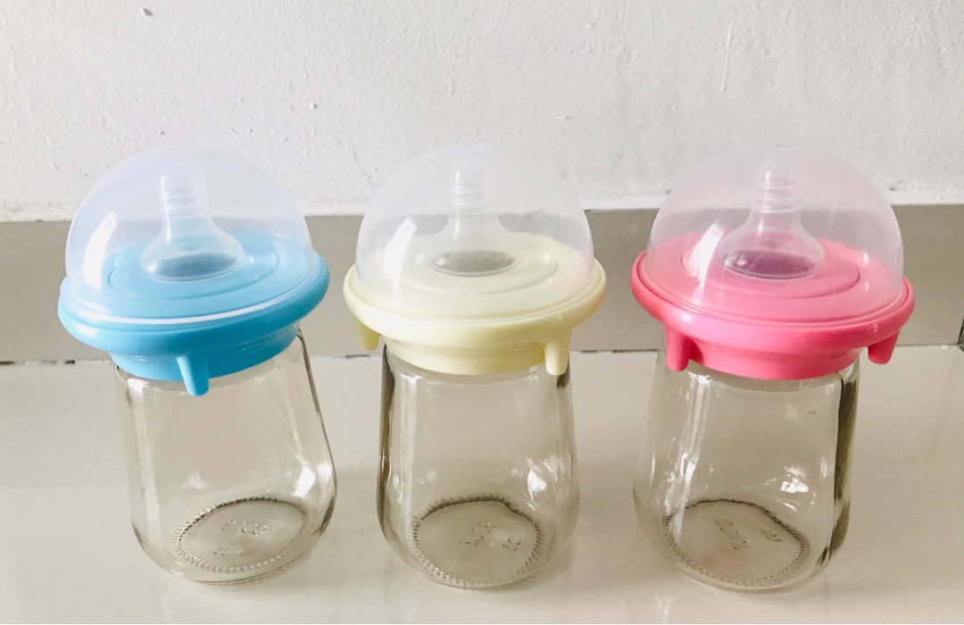 Door gift full moon baby Glass milk bottle bekas botol kaca pudding