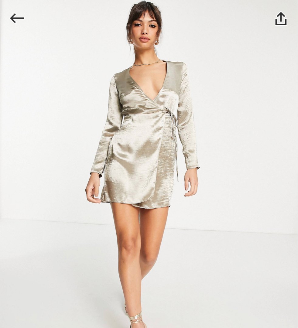 Gold Wrap Dress, Women's Fashion, Dresses & Sets, Dresses on Carousell