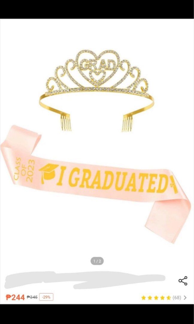 Graduation sash light pink (Category: Charms) located in Munoz. Submitted by heydeclutterwithmee (Listing ID 1241359384, Image 2). Description: Ay beh magpa send ka sakin ng ww apaka bongga!!.