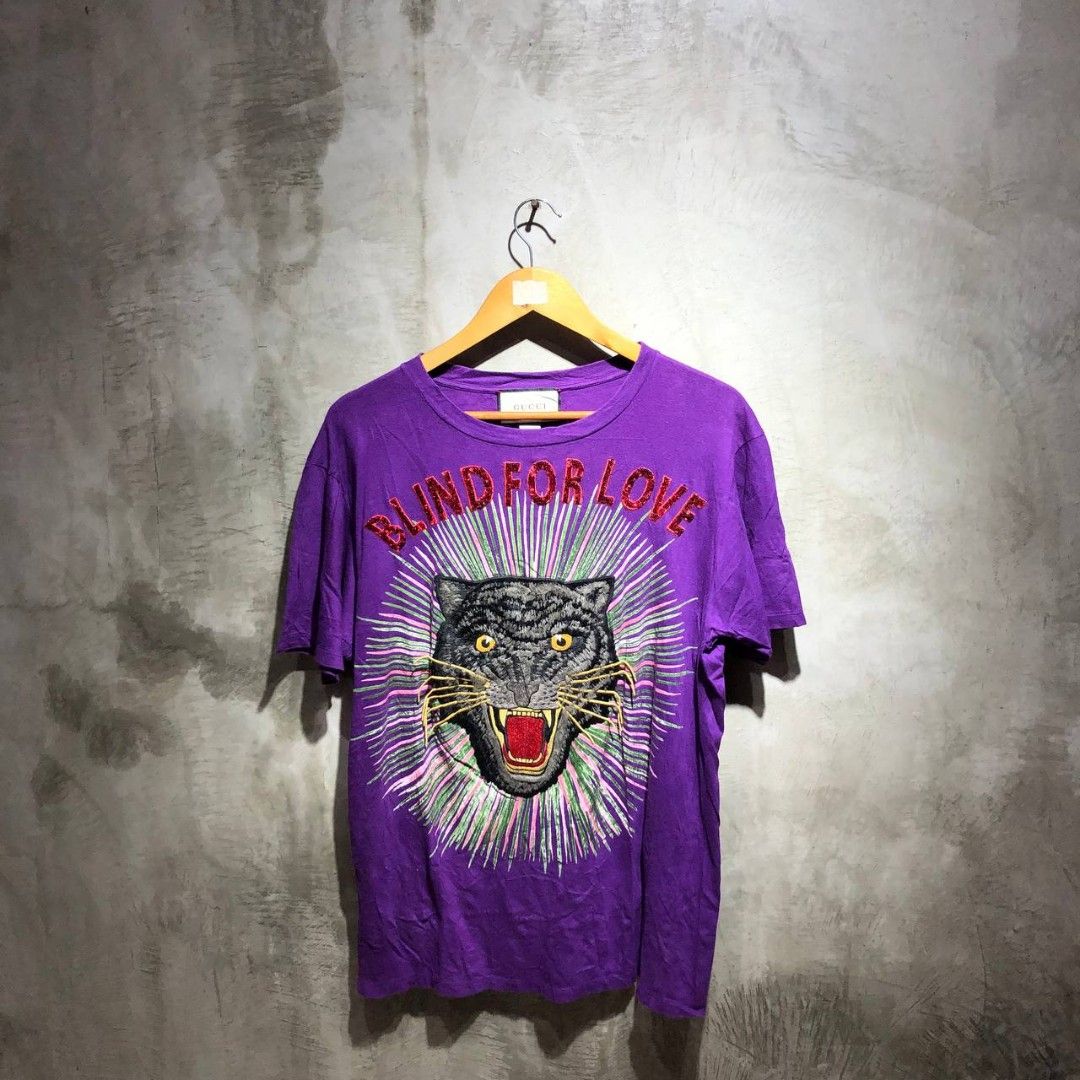 Stationær Betydelig junk Gucci Blind for love tiger sequin tee, Luxury, Apparel on Carousell