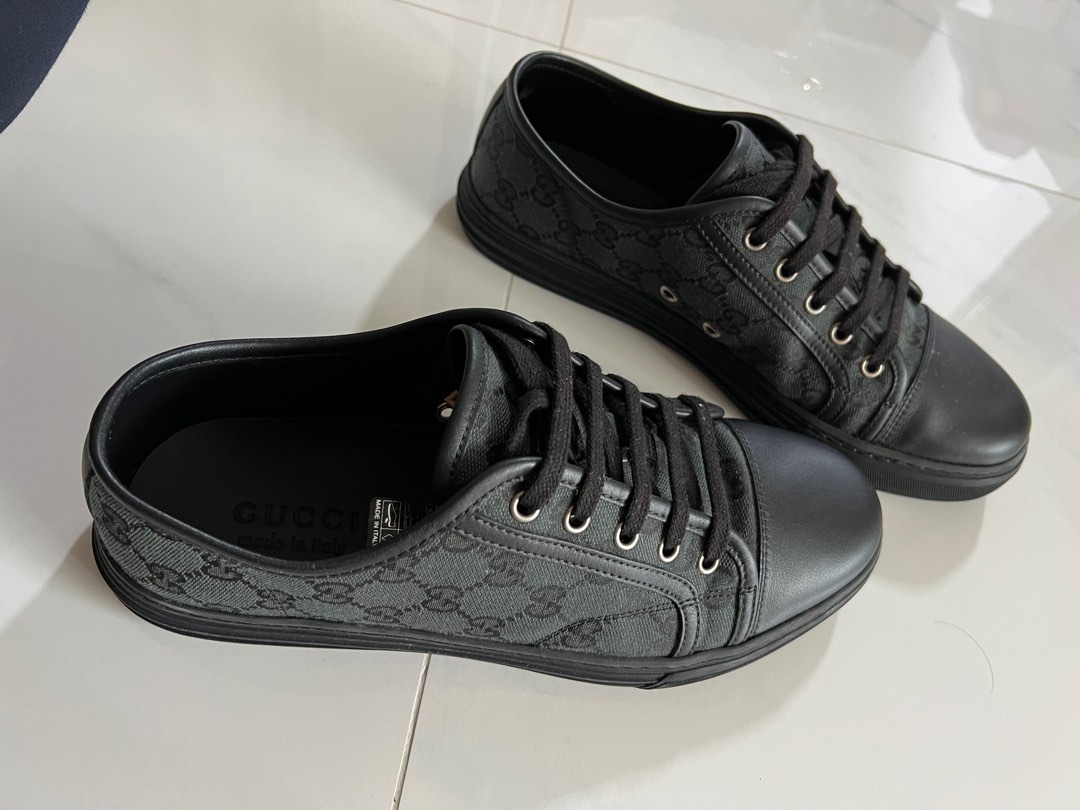 Gucci Men s GG Canvas Low top Sneakers Grey Black Men s Fashion