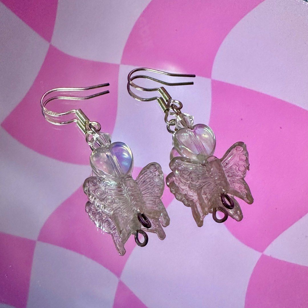 Brandy Melville blue butterfly earrings - Depop