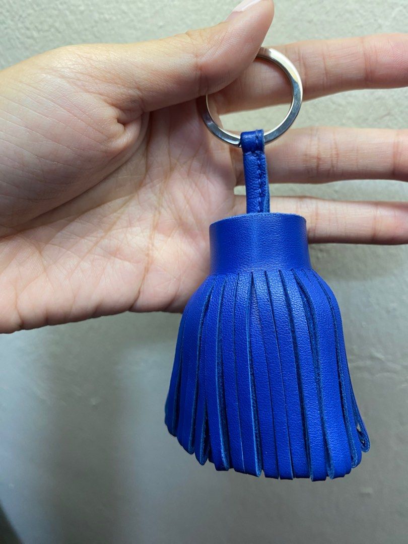 Hermes Carmen Tassel Keychain in Bleu Electrique