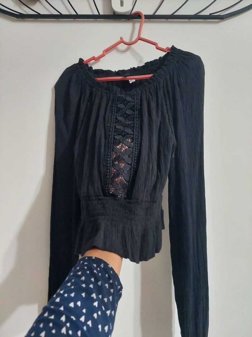 H M long sleeve crop top Size xxs Women s Fashion Tops Blouses
