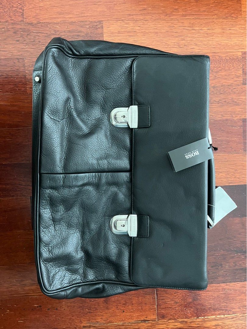 Boss leather briefcase hotsell