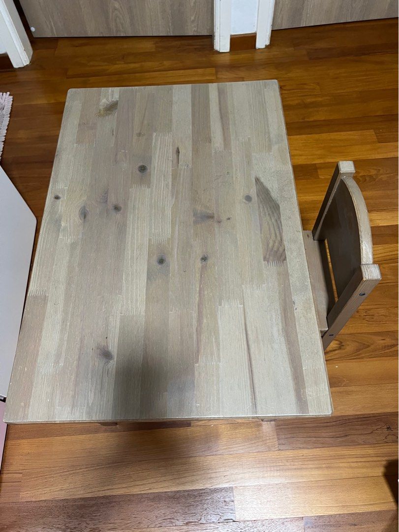 IKEA Kids Wooden table and Chair, Furniture & Home Living, Furniture