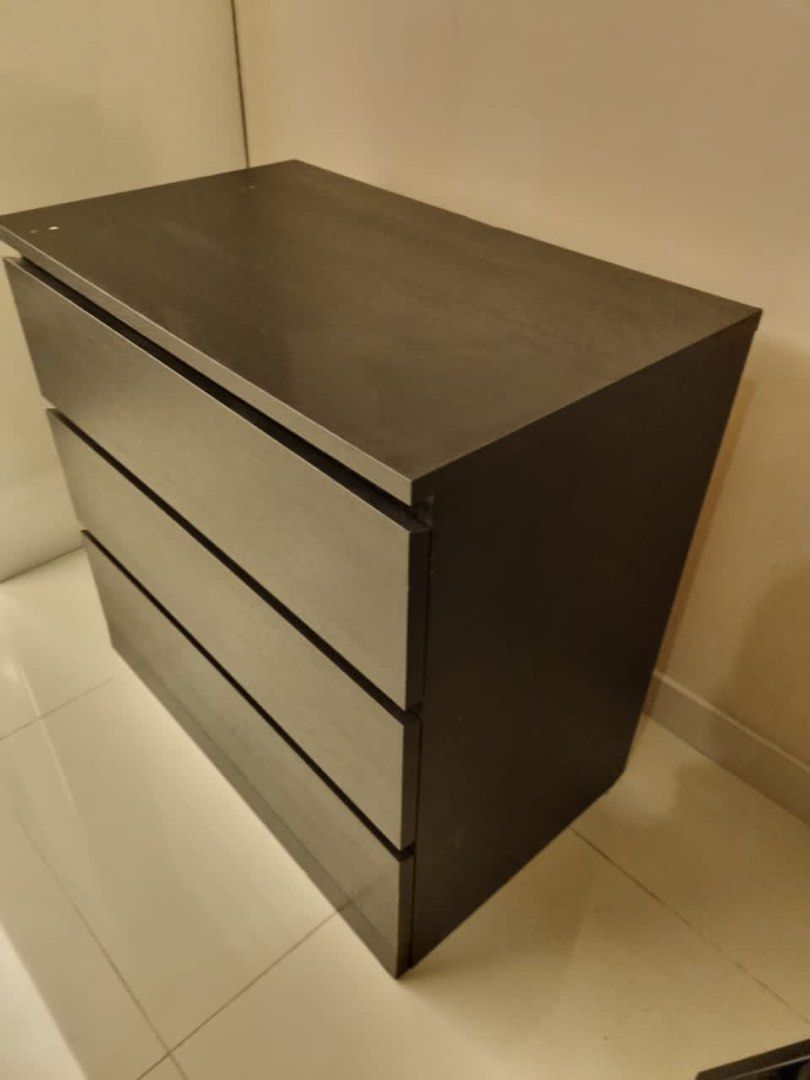 Ikea malm 3 drawer clearance chest black brown