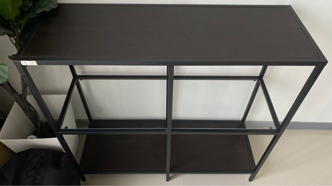 Ikea Shelving Unit Black Brown Glass, Furniture & Home Living, Furniture, Shelves,