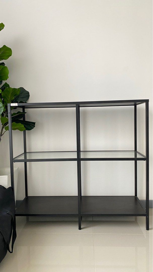 Ikea Shelving Unit Black Brown Glass, Furniture & Home Living, Furniture, Shelves,