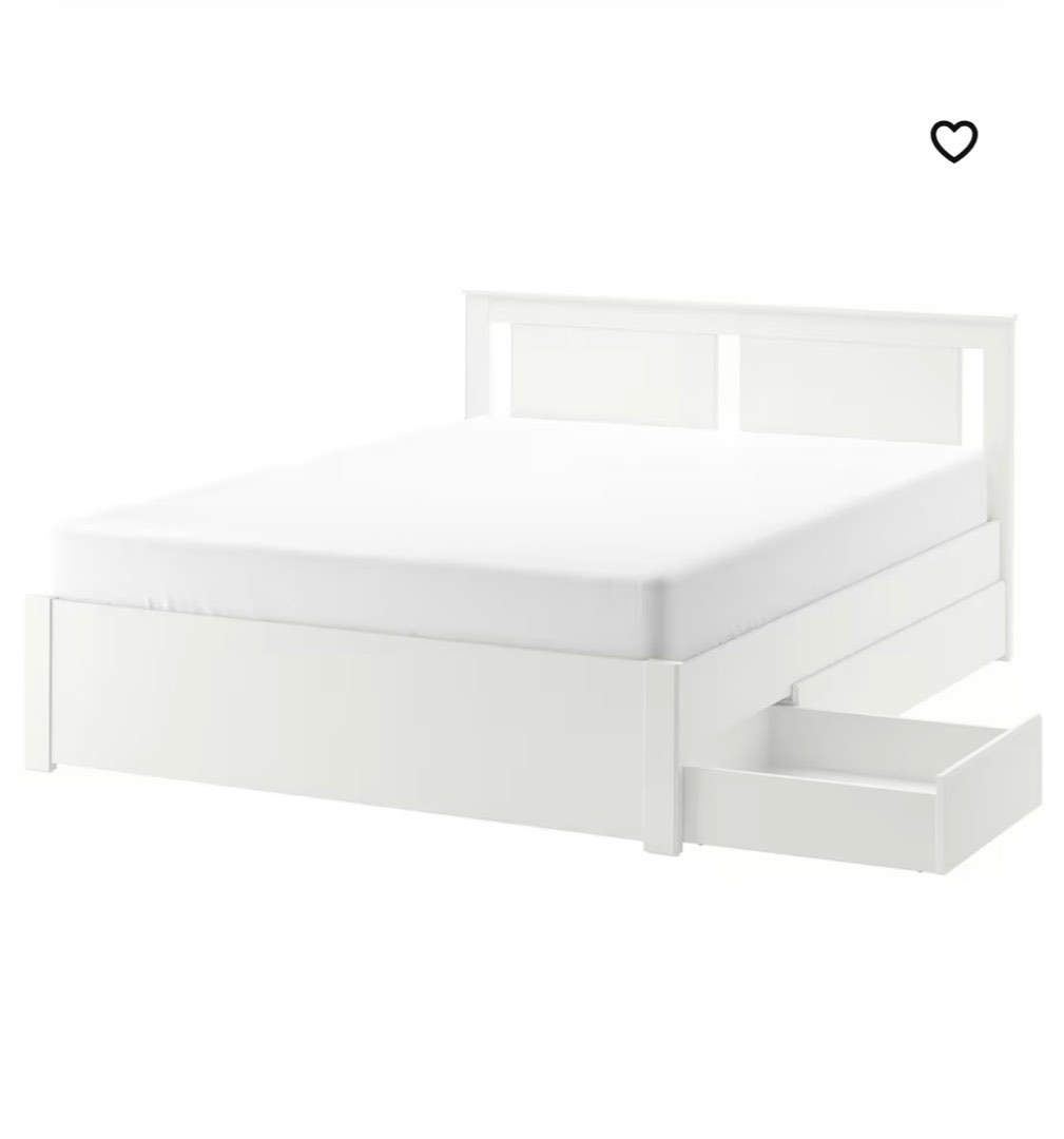 Ikea SONGESAND Bed Frame with FILLAN Pocket Spring Mattress, Furniture