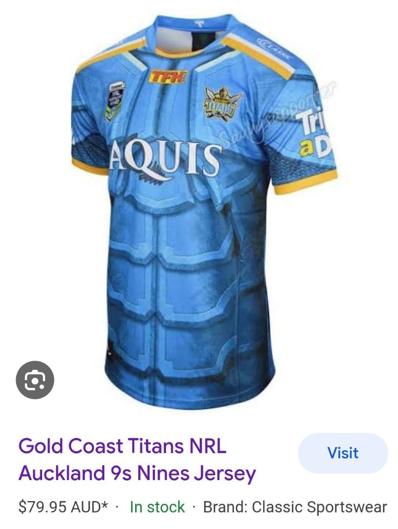 HOT ! gold coast titans 2015 jersey Jersey gold coast Titans NRL Auckland  9s, Fesyen Pria, Pakaian
