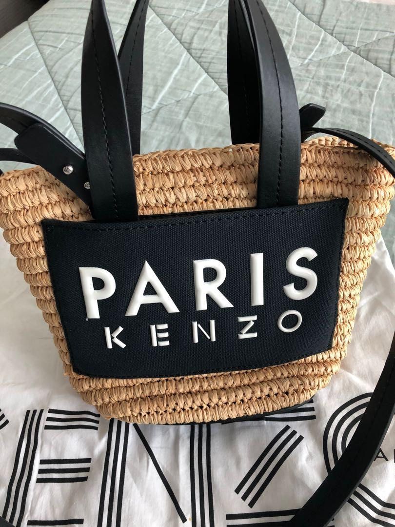 Kenzo Paris straw & leather bag, Luxury, Bags & Wallets on Carousell