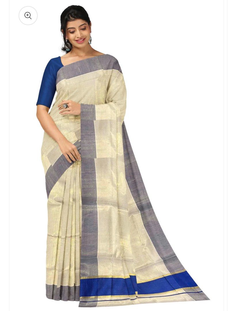 kasavu saree with golden border. - Fashion Kiosks - 298367
