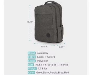 [LekeBaby] Large Compartments Black Diaper Backpack with Stroller Straps