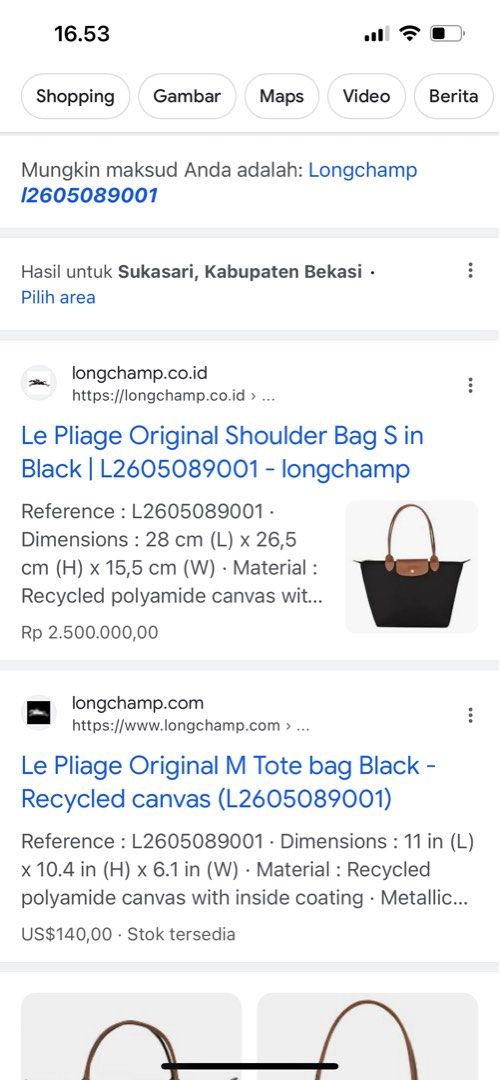 Le Pliage Original M Tote bag Black - Recycled canvas (L2605089001)