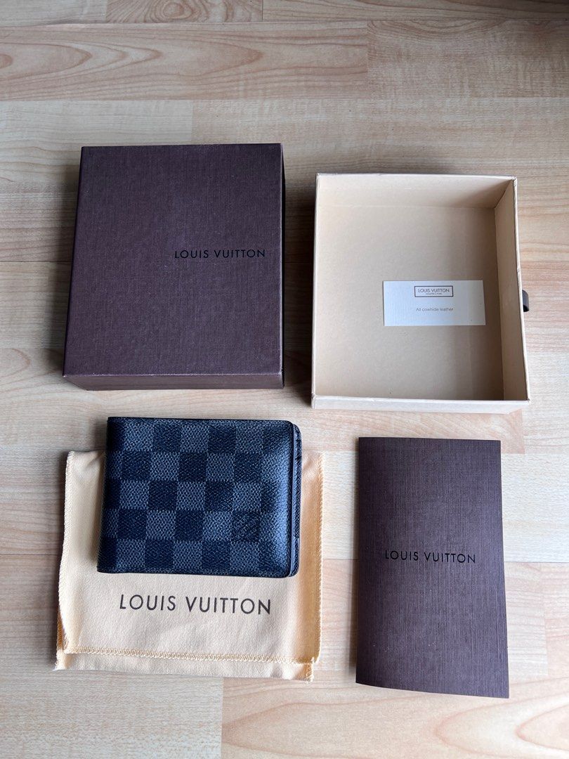 Used Louis Vuitton SPAIN , Authentic Men's Damier Graphite Black Slender  Wallet