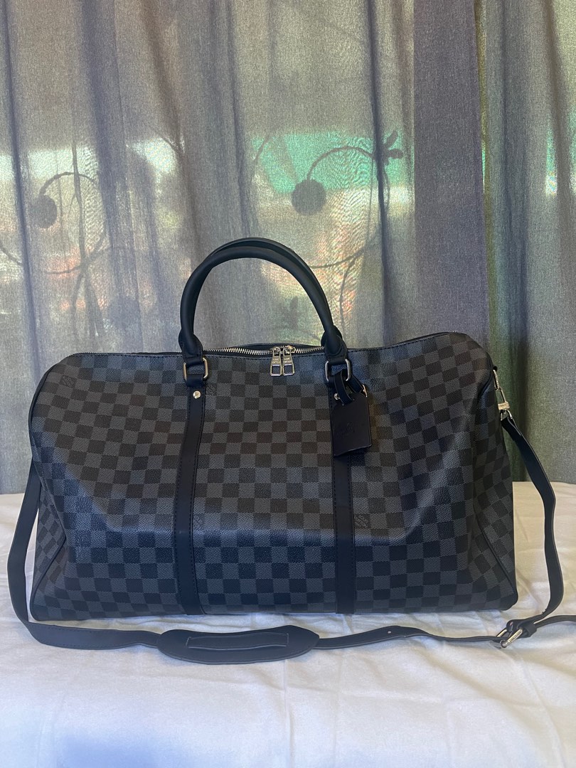 Louis Vuitton Monogram Keepall Bandouliere 55 Duffle Bag with Strap  36lv223s For Sale at 1stDibs  onyx platinum series duffle keepall 55  measurements