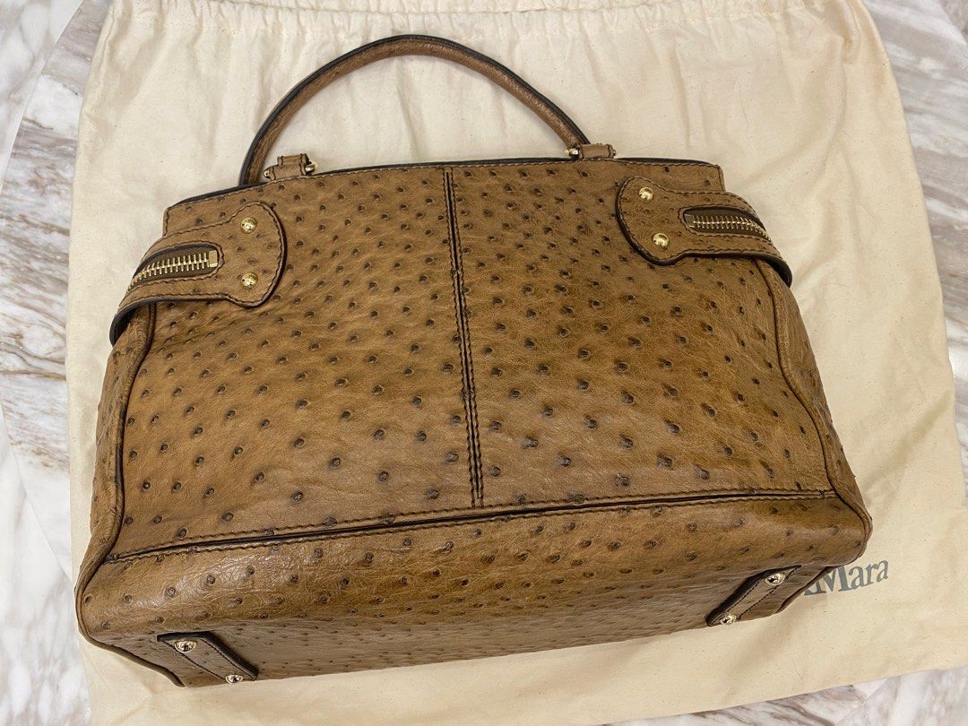Max Mara Ostrich Leather Bag 鴕鳥皮手袋, 名牌, 手袋及銀包- Carousell