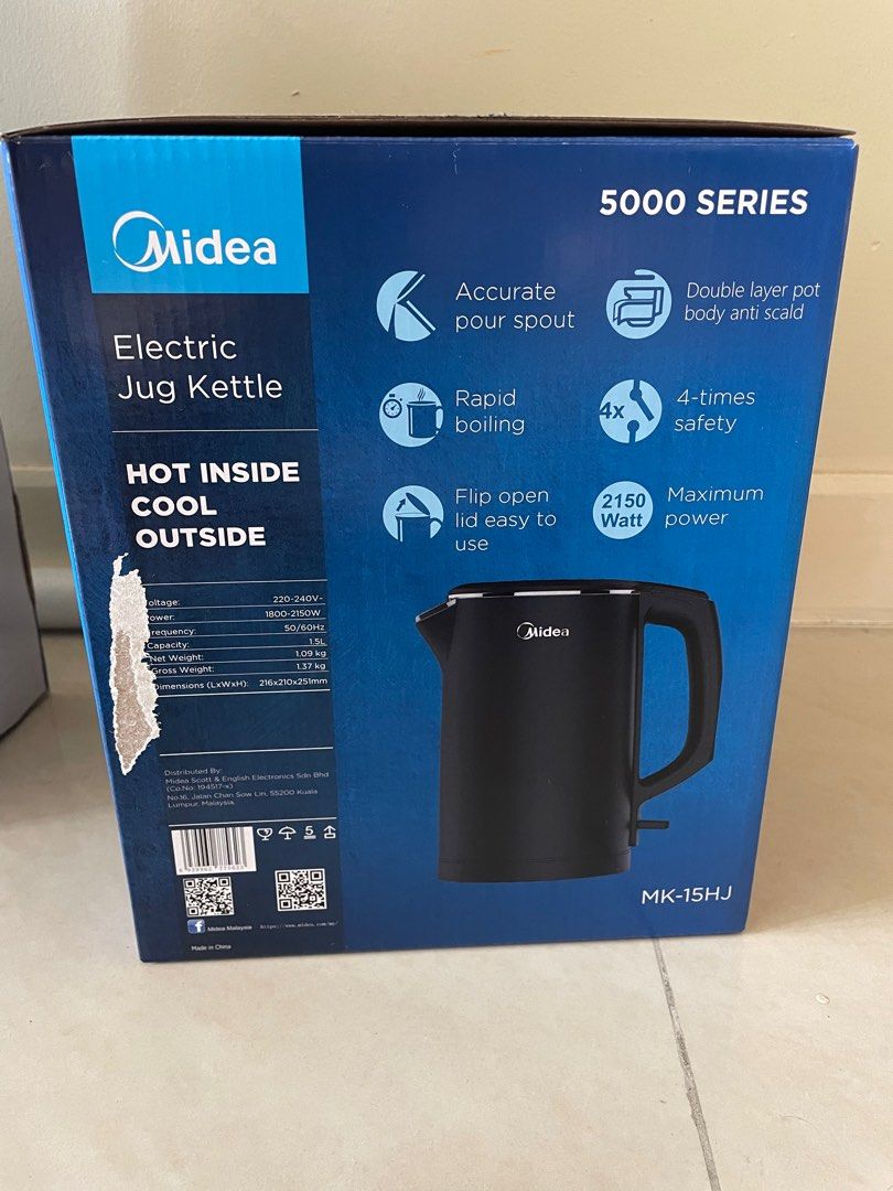 Midea 1.5L Electric Jug Kettle MK15HJ, TV & Home Appliances, Kitchen