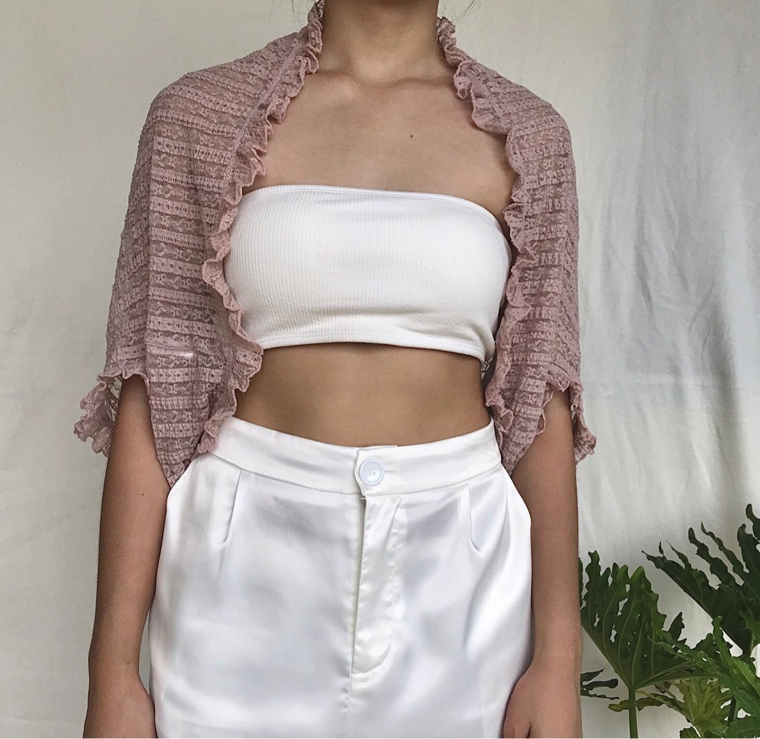 muted pink lace bolero Women s Fashion Tops Others Tops on Carousell