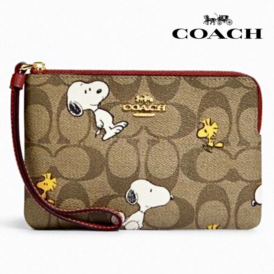 New Coach Original CF214 Snoopy Peanuts Corner Zip Wristlet Women Small Clutch with Full Set of Coach Package Luxury Bags Wallets on Carousell