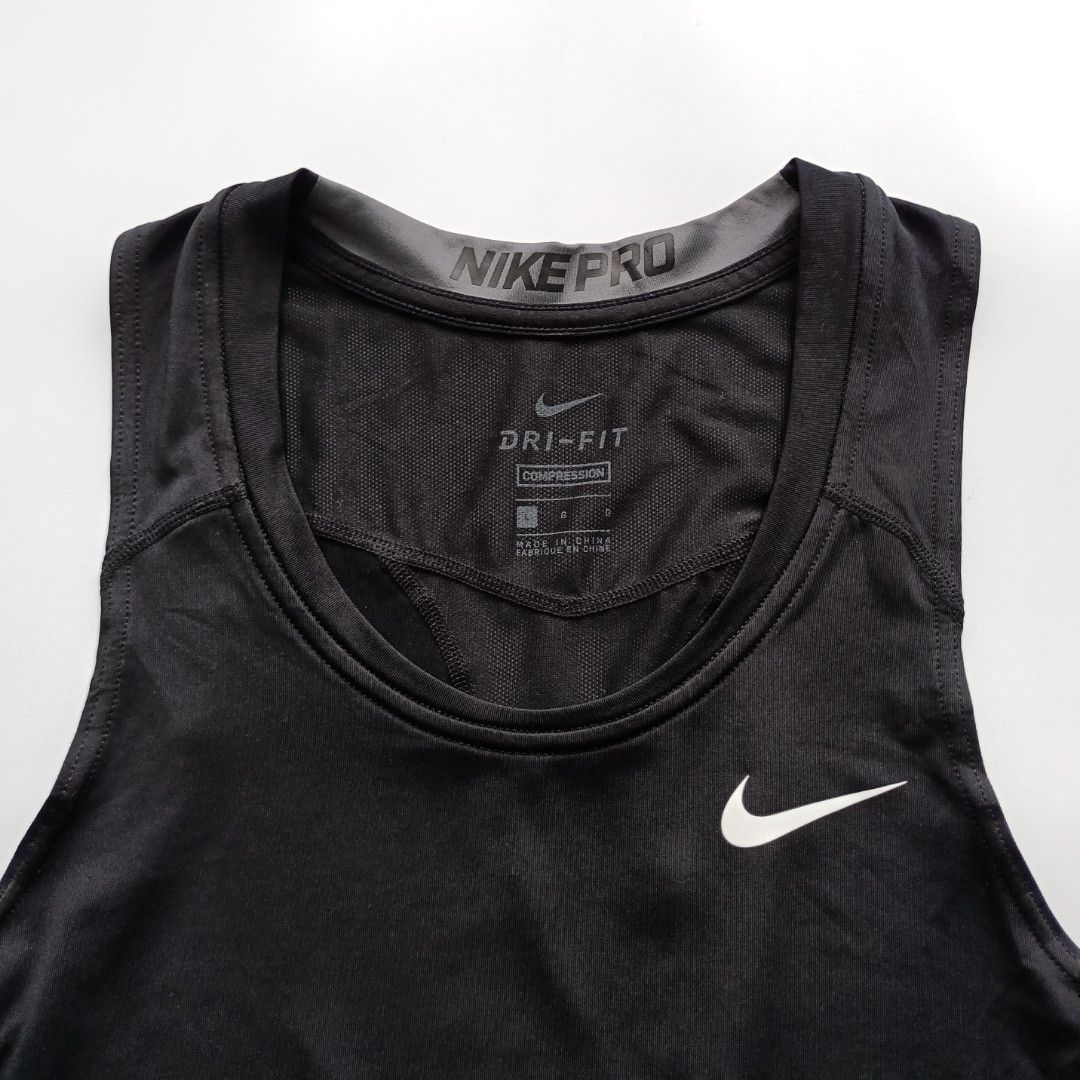 Nike Pro Dri-FIT Compression Tank Top in Black  Thrifted, Men's Fashion,  Activewear on Carousell