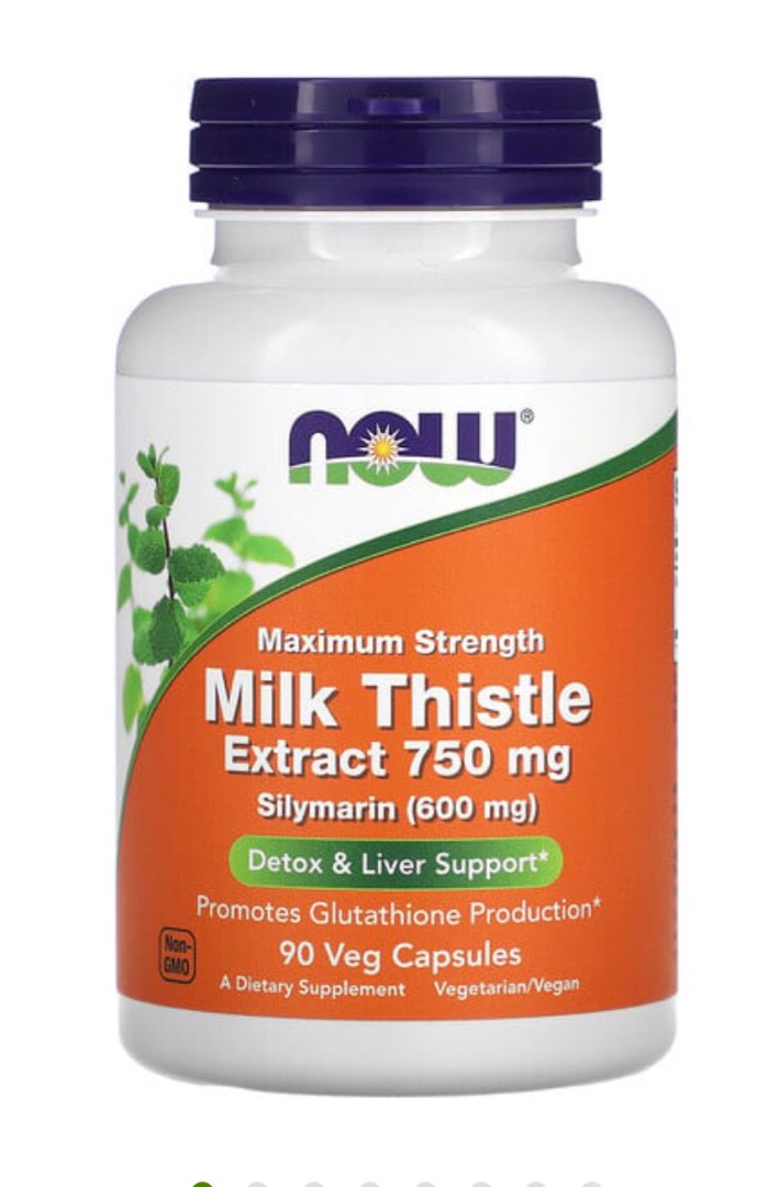 NOW Maximum Strength Milk Thistle 750mg 90capsules, Health & Nutrition
