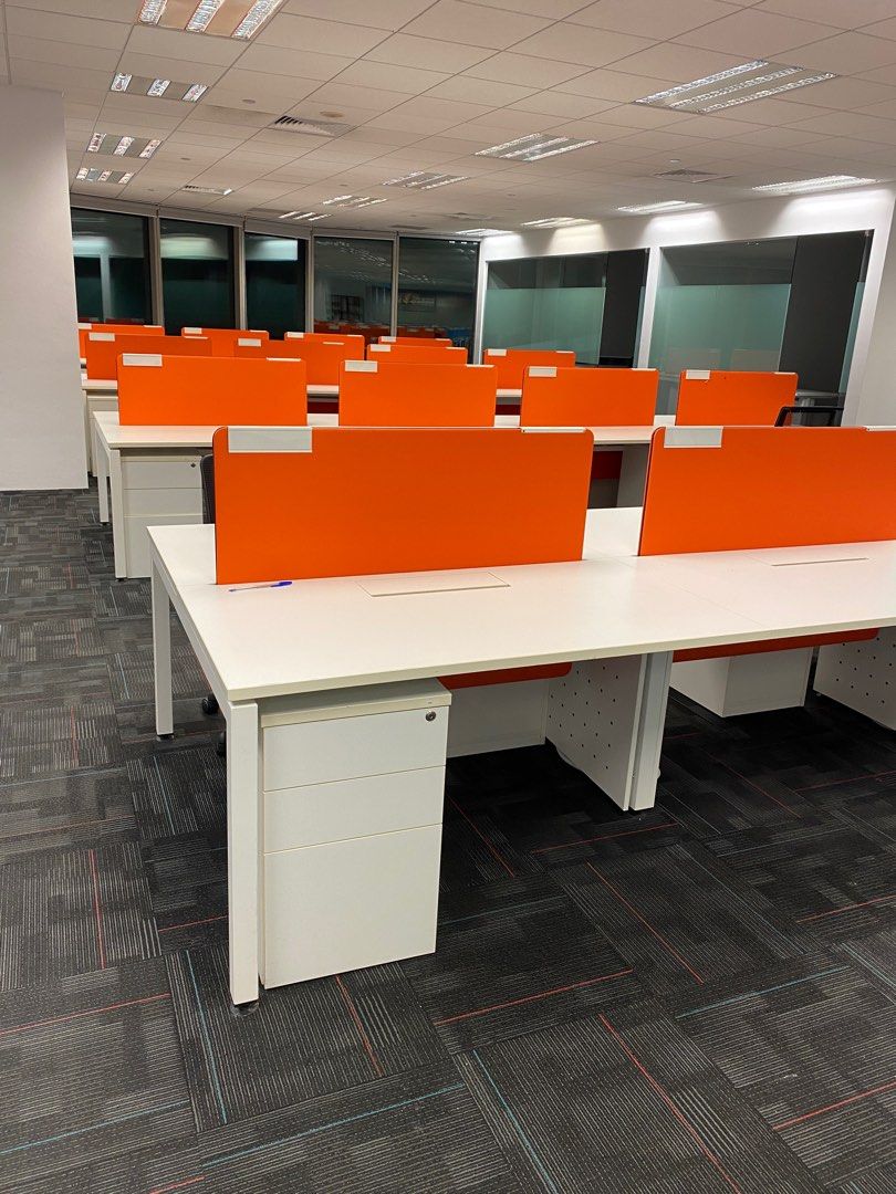 (A pair) Office tables with partition executive workstation office