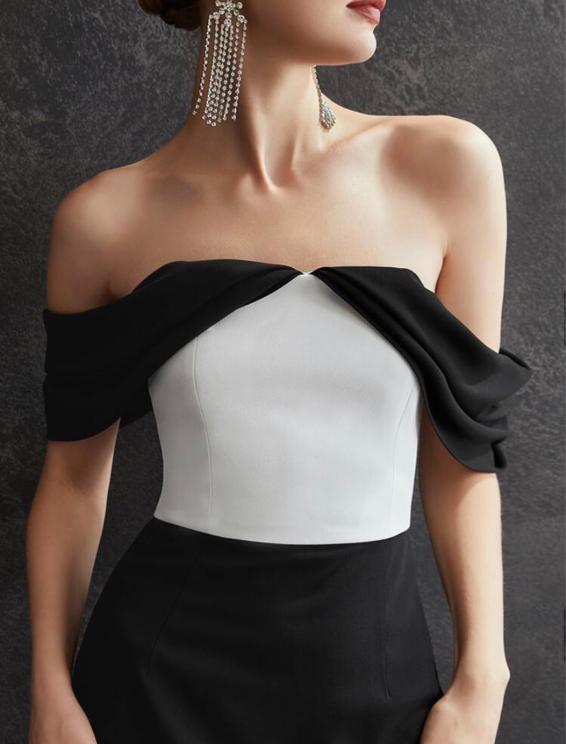 bodycon graduation dress Zapakasa Women White Off The Shoulder Colour:Matte Black Ylona Maxi Dress - YY