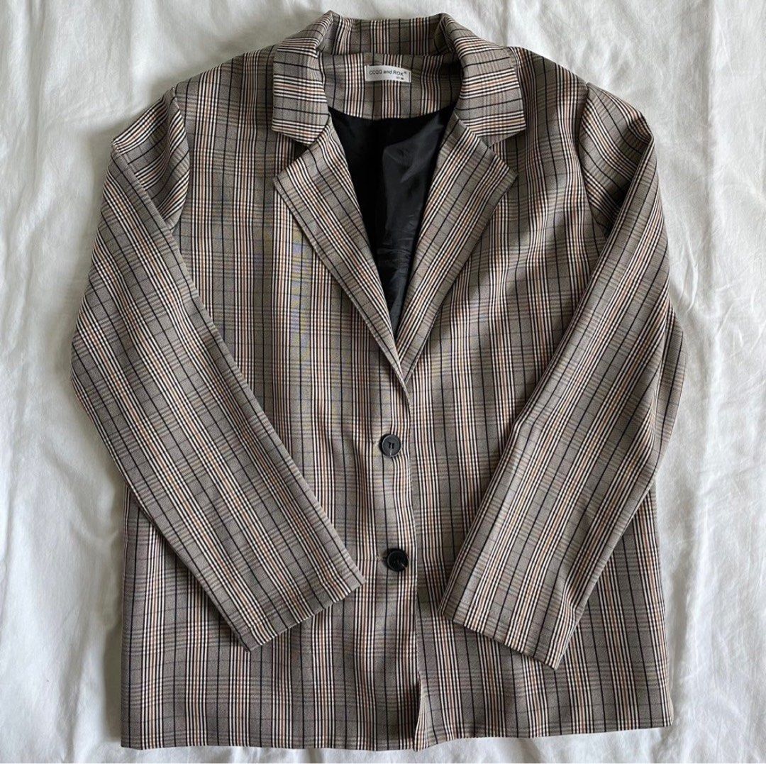 Checkered top oversized blazer