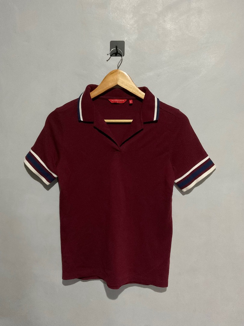 Penshoppe Maroon Polo Shirt Women s Fashion Tops Blouses on