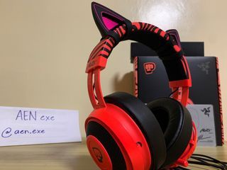 [PEWDIEPIE EDITION] Razer Kraken Pro V2 + Razer Kitty Cat Ears Accessory (Neon Purple)
