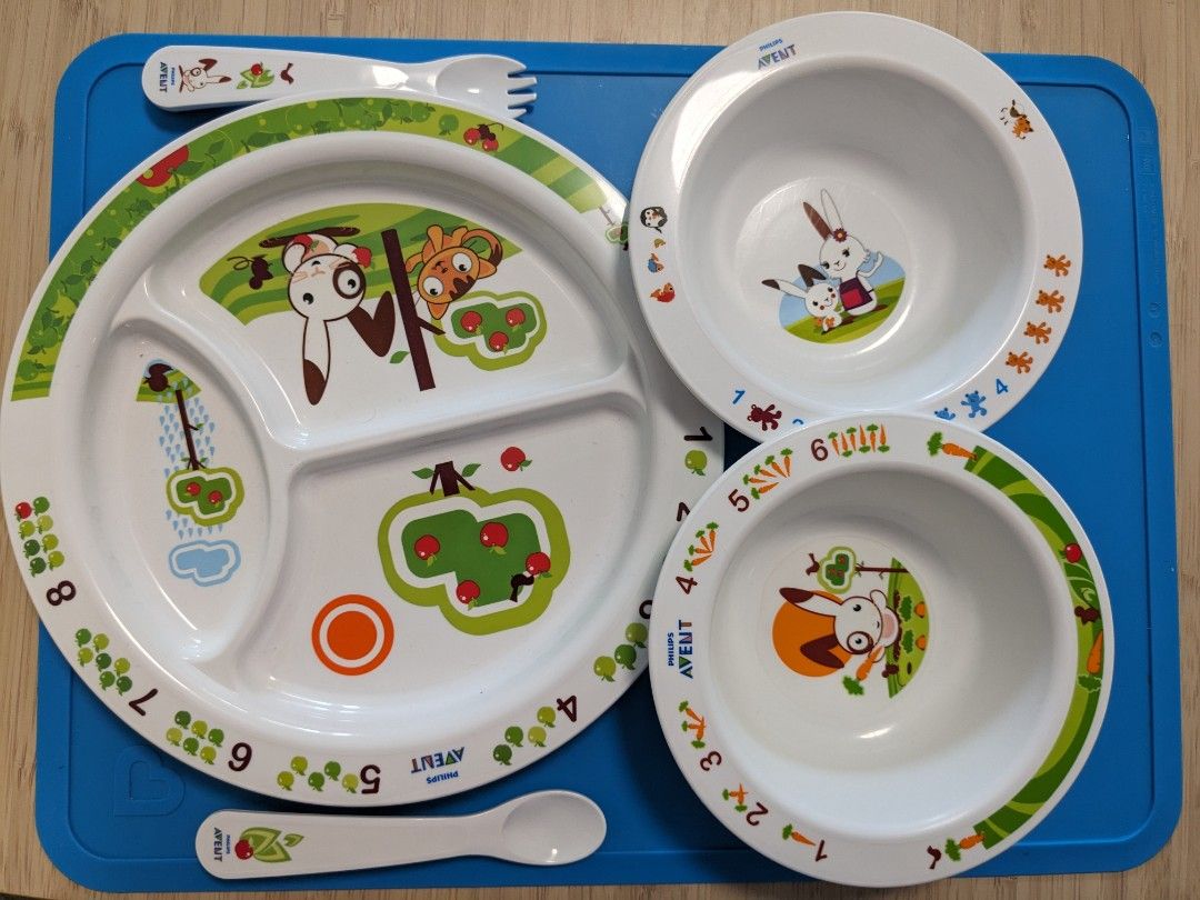 Philips avent plate 2x bowls and cutlery